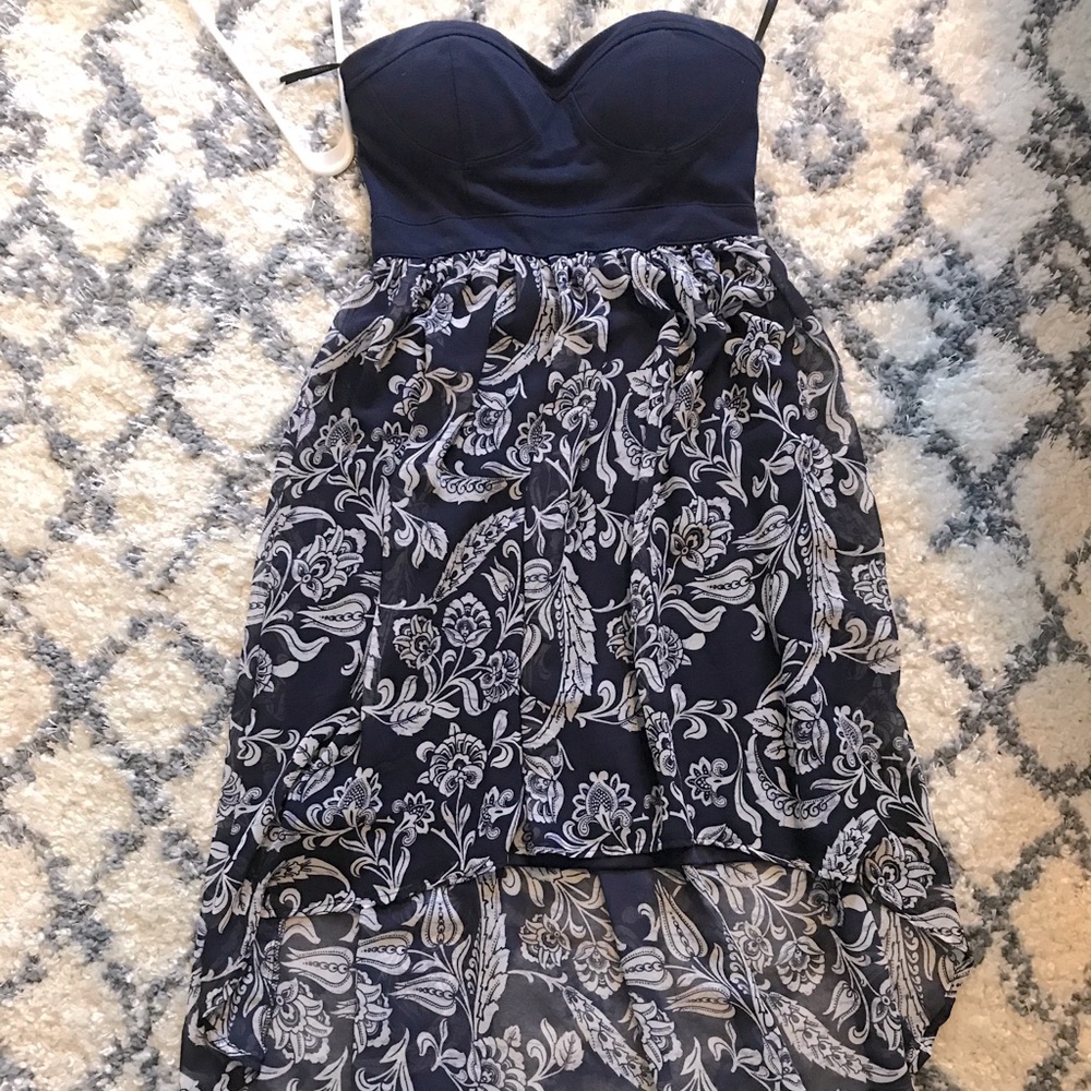 High low strapless dress